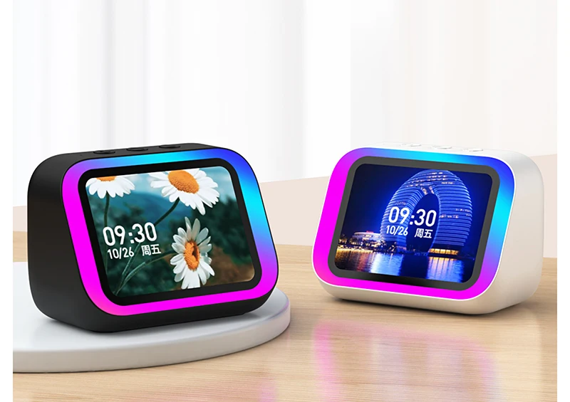 Smart Alarm Clock Bluetooth Speaker Weather Display Night Light Music Stories Player Photo Frame Perfect Gift Bluetooth APP