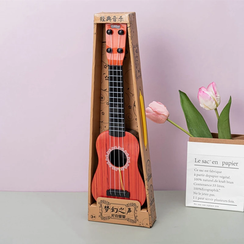 

Children's Simulation Music Guitar Simulated Wood Grain Guitar Instrument Mini Four Strings Can Be Played For Early Education