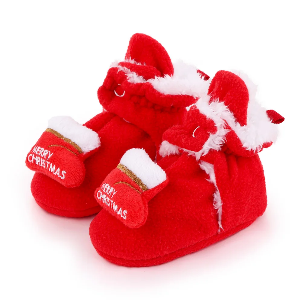 Winter Christmas Snow Boots Cute Cartoon Santa Claus children's Shoes For Baby Boys And Girls Christmas Shoes For 0-18M MR0651