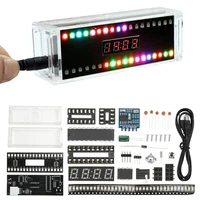 DC5V 0.28 Inch Colorful LED Rhythm Light Production Kit, Voice-activated Digital Clock, Electronic DIY Welding 1
