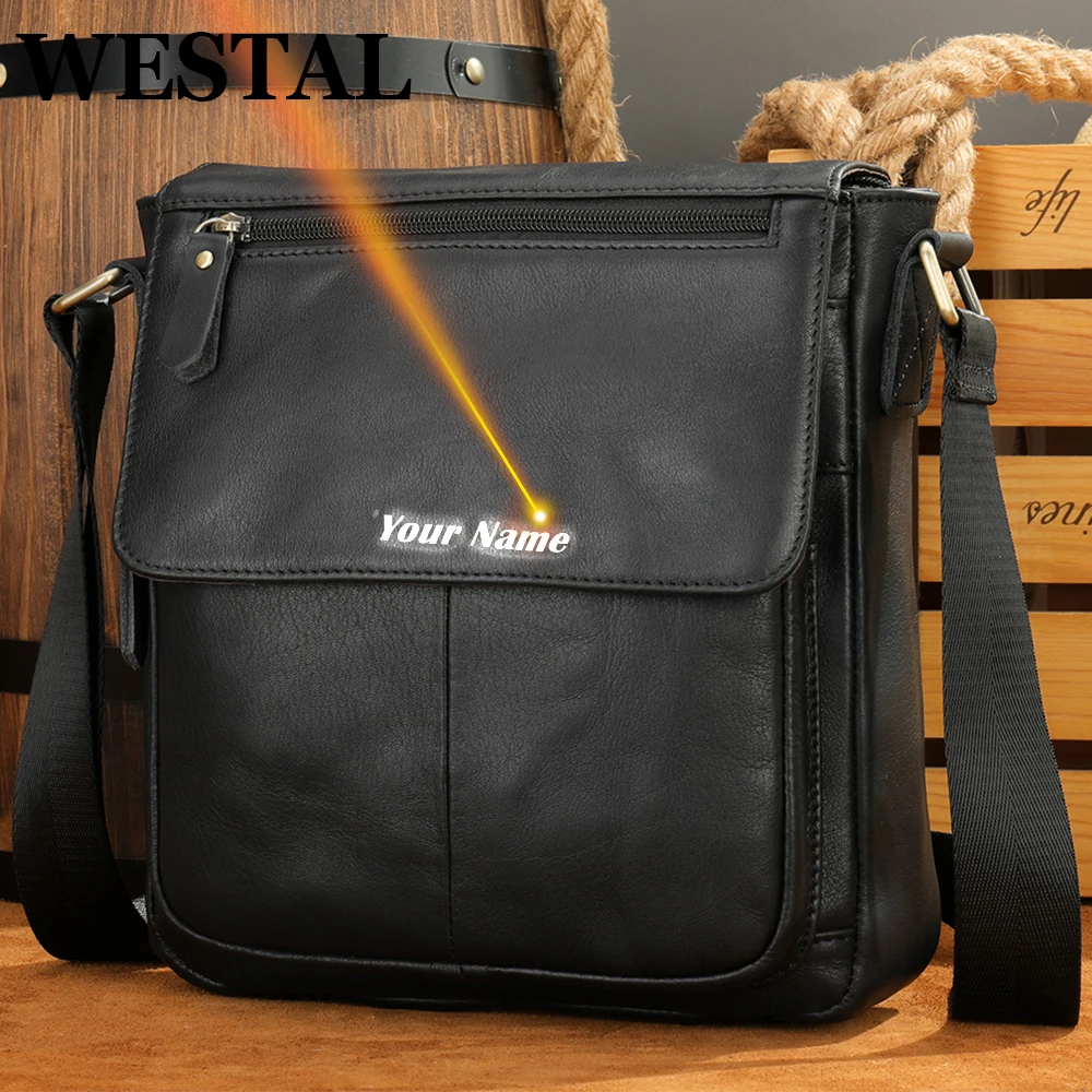 

Сумка на плечо WESTAL Мужская, кожаная сумка через плечо, цвет черный, модель 8830