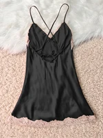 Women's Sexy Fashion V-Neck Sleep Dress Lace Trim Crisscross Back Nightgown Loungewear - Image 2