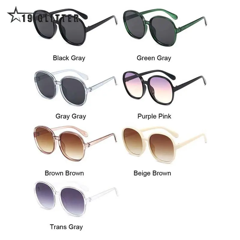 New Round Frame Sunglasses Women Retro Brand Designer Brown Black Oversized Lady Sun Glasses Female Fashion Outdoor_voghion.com
