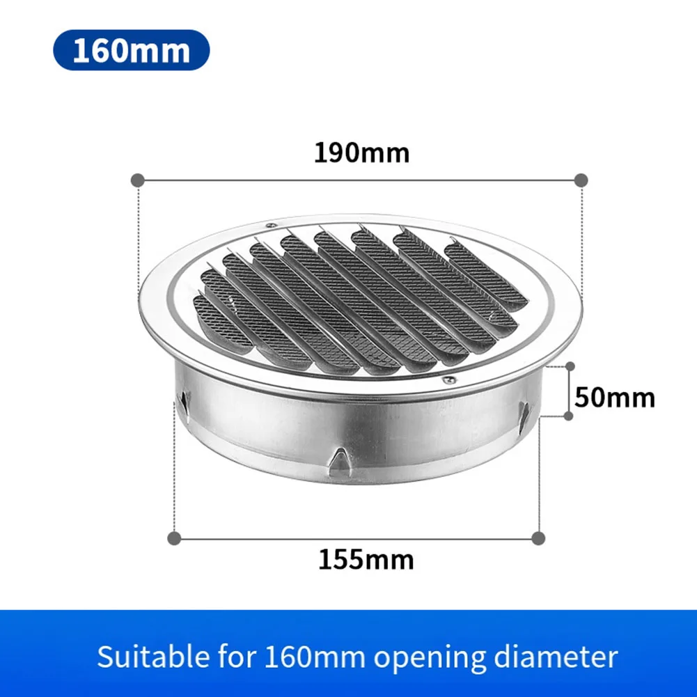 Round Stainless Steel Air Vent Grille Insect Protection Exterior Wall Ducting Ventilation Tool 80/100/120/150/160/180/200/300mm air vent grille ventilation grille