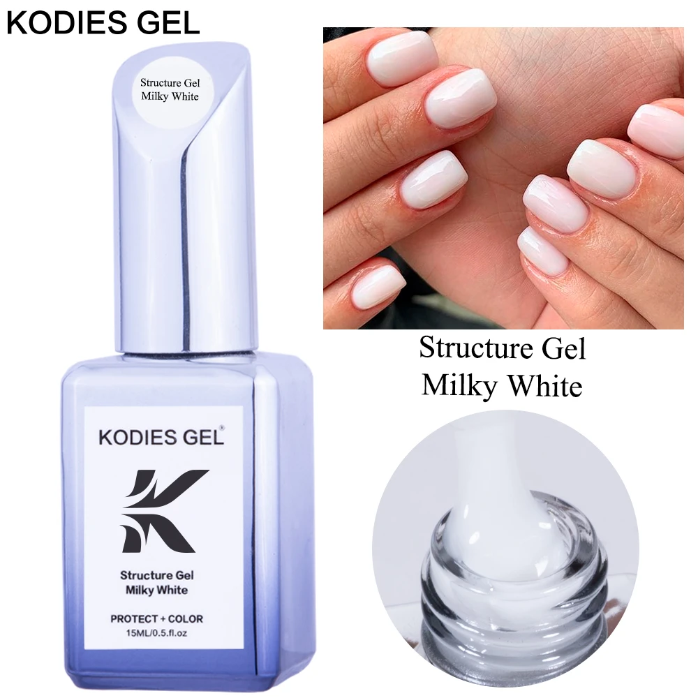 KODIES GEL Milky White Gel Polish Structure Rubber Base Gel Nail Polish 2 IN 1 Milk Enamel Opal