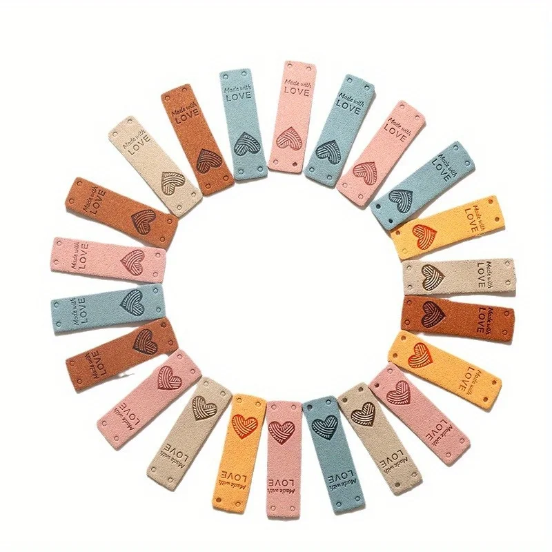 50pcs Color LOVE leather label microfiber leather brand Korean cashmere label diy headdress accessories
