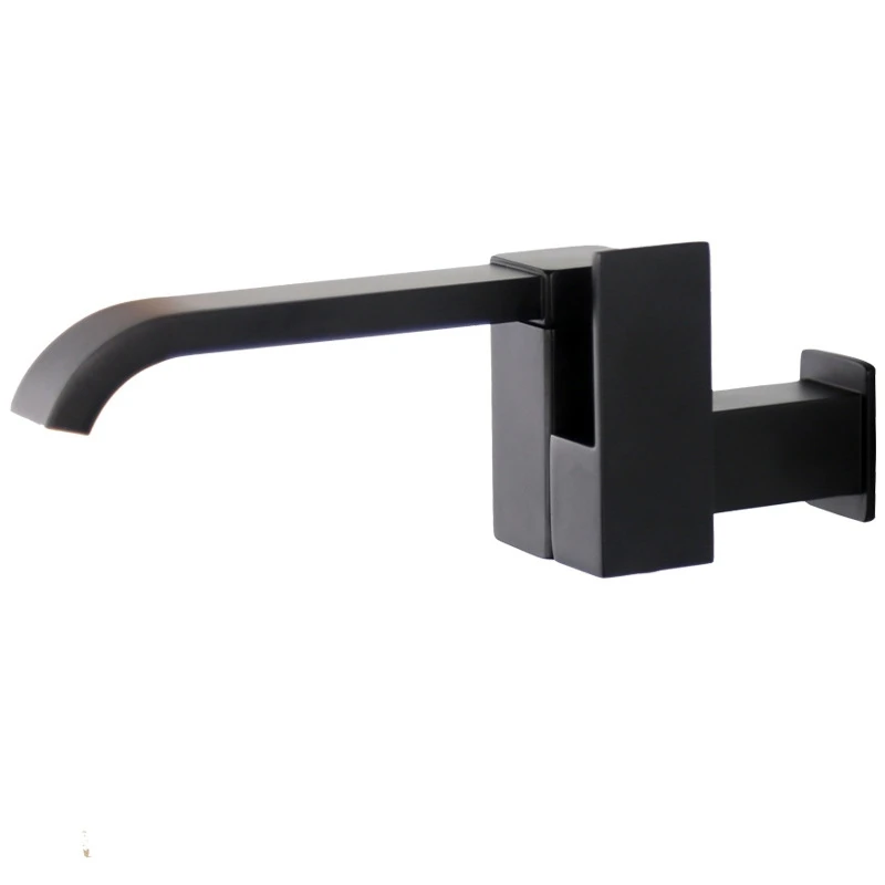 

Bathroom Basin Faucet Wall Mounted Cold Water Faucet Bathtub Waterfall Spout Vessel Sink Faucet Mop Pool Tap -Black