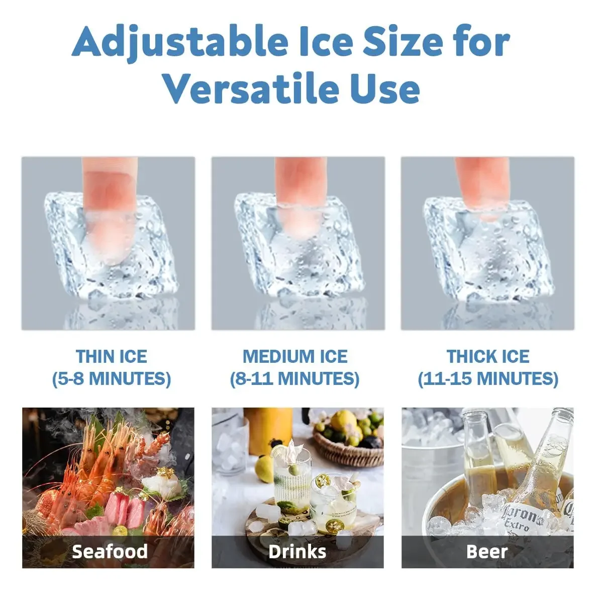 Ice Maker Machine, 150LBS/24H with 45 Pounds Storage Bin - 4.3 inch Touch Screen, 304 Stainless Steel Ice Making Mach 4