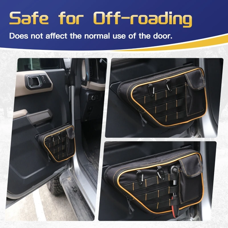 

2Pcs Front Door Storage Pockets Multifunction Car Door Side Organizer Bags with Multi Layer Pouch for Ford Bronco 2021+
