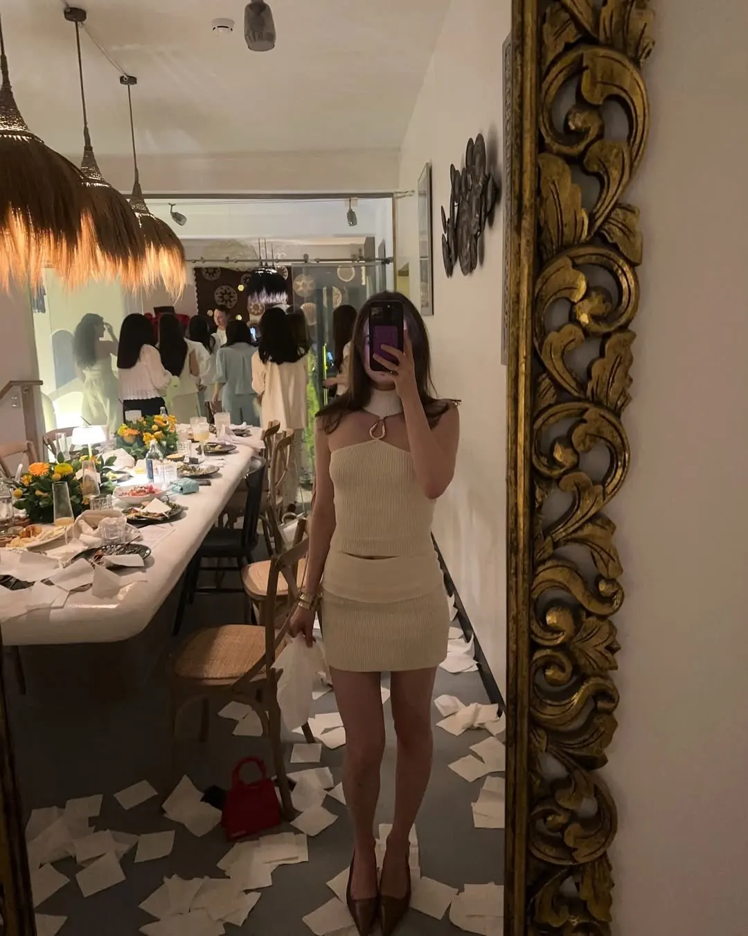 Elegant Hollow-Out Knit Vest & Mini Skirt Set - Summer Party photo review