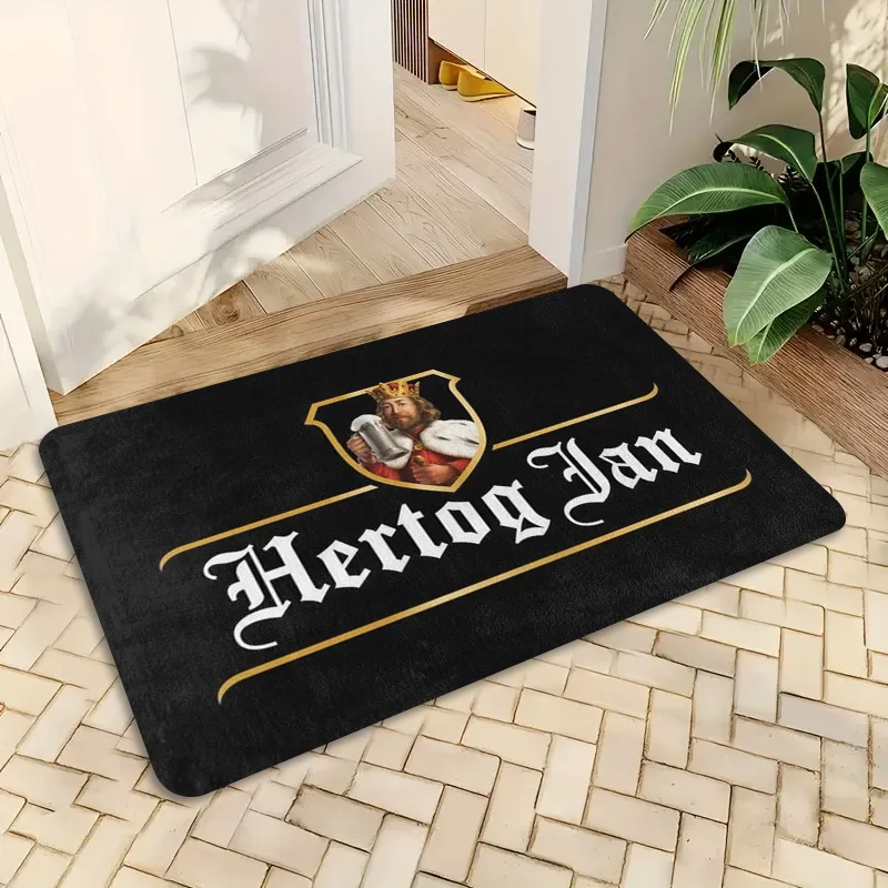 VIKAMA Hertog Jan Beer 공동 브랜드 도어매트 블랙 골드 빈티지 스타일 미끄럼 방지 먼지 방지 러그 홈 입구 바 바닥 매트