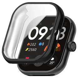 Premium Soft Silicone Plating Cover and Full Screen Protector for Redmi Watch 4 (Case - Black)