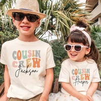 Personalized Cousin Crew Kids Shirt Retro Custom Name Cousins Matching T-shirt Child Summer Short Sleeve Tee Toddler Clothes Top 1