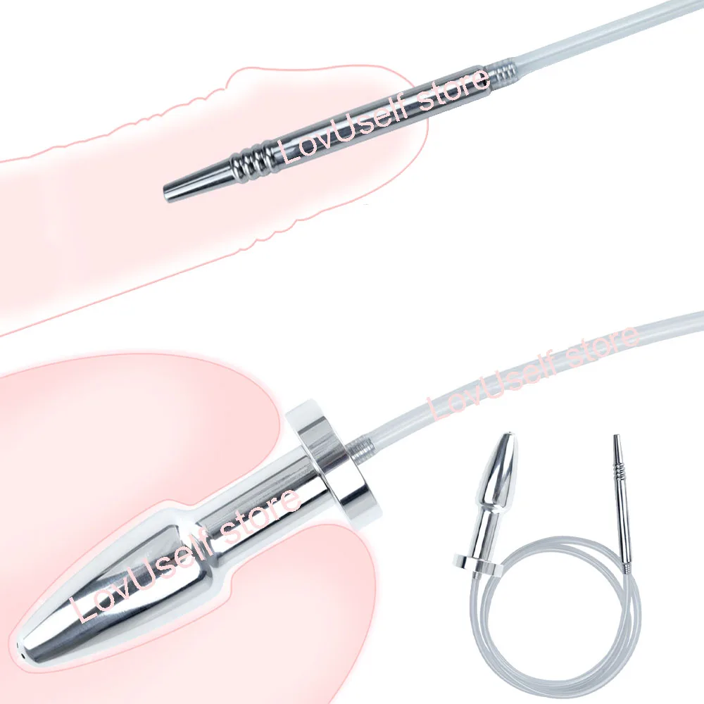 2 In1 Metal Horse Eye Stick Connect Anal Plug Irrigation System Enema Cleaning Internal Circulation Stimulate Masturbator Toy