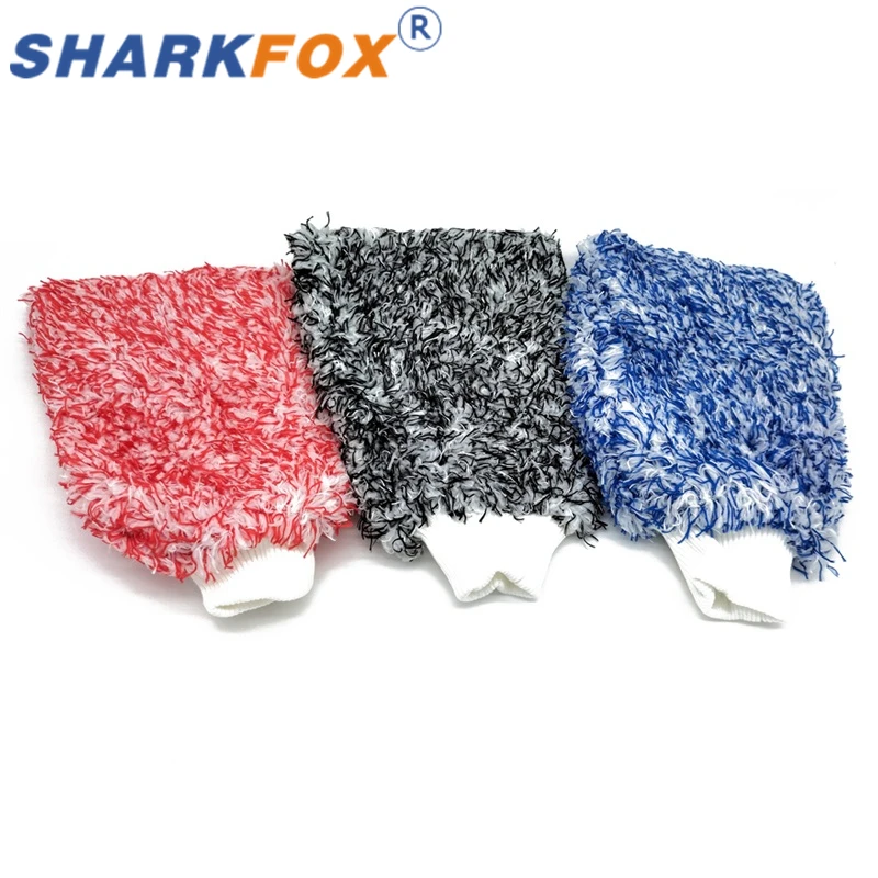 1Pc Double-sided Microfiber Washable Car Washing Gloves Car Care Cleaning Gloves Cleaning Cloth Towel Mitt Accessories
