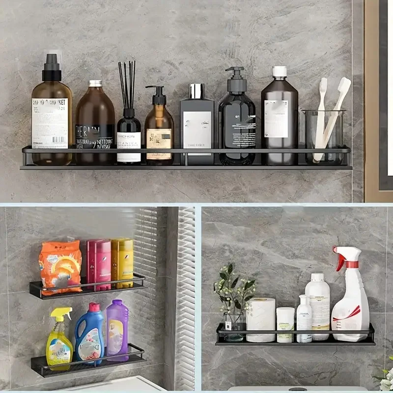Storage rack bathroom shelf rack bathroom storage rack wall shelf organizer wall shelf space aluminum bathroom rack wall-mounted shower rack bathroom hanging plate accessories