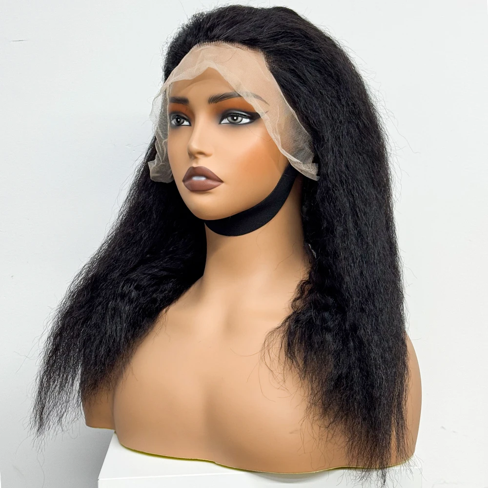 Kinky Straight Human Hair Wigs 13x4 Lace Front Wigs Brazilian Human Hair Yaki Straight Lace Frontal Wig 12-18inches For Women