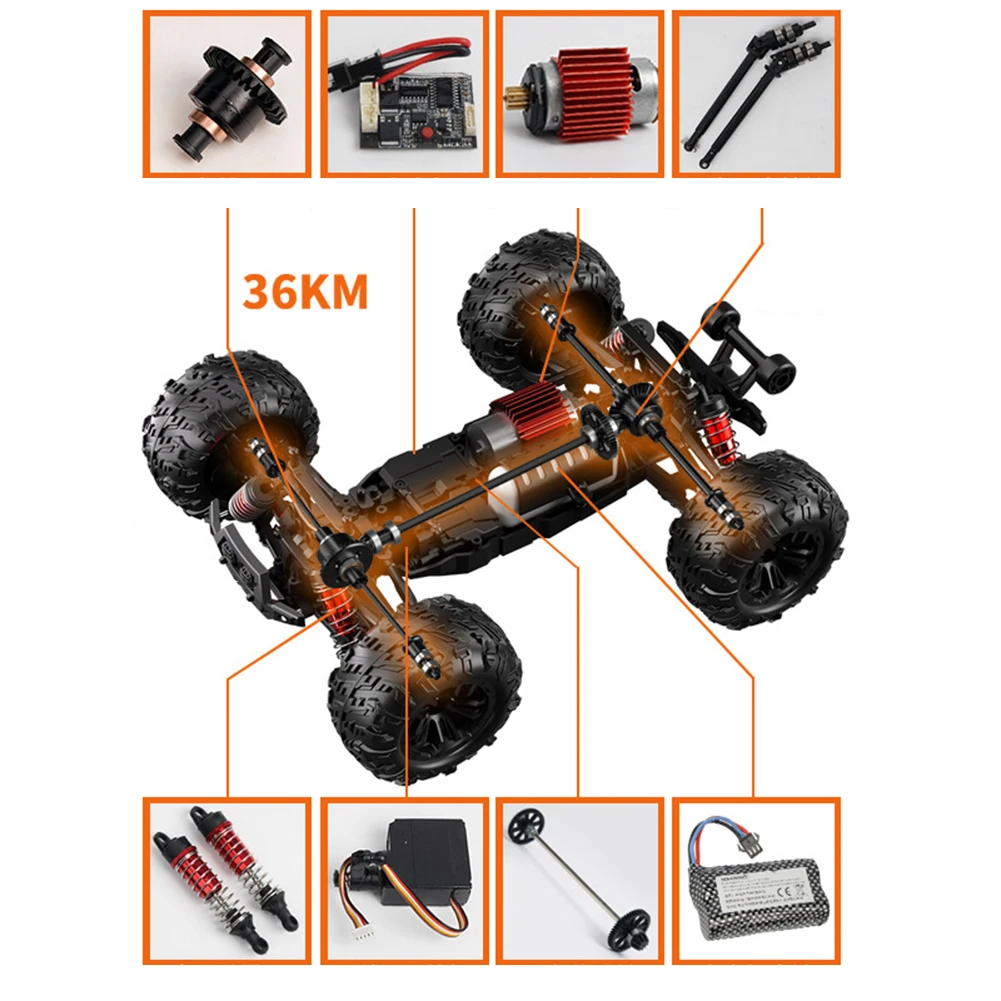 1:16 Ǯ ü߰ RCī,  ̽ ī, 4WD ε  峭, ƿ ũ , 2.4G, 36 km/h