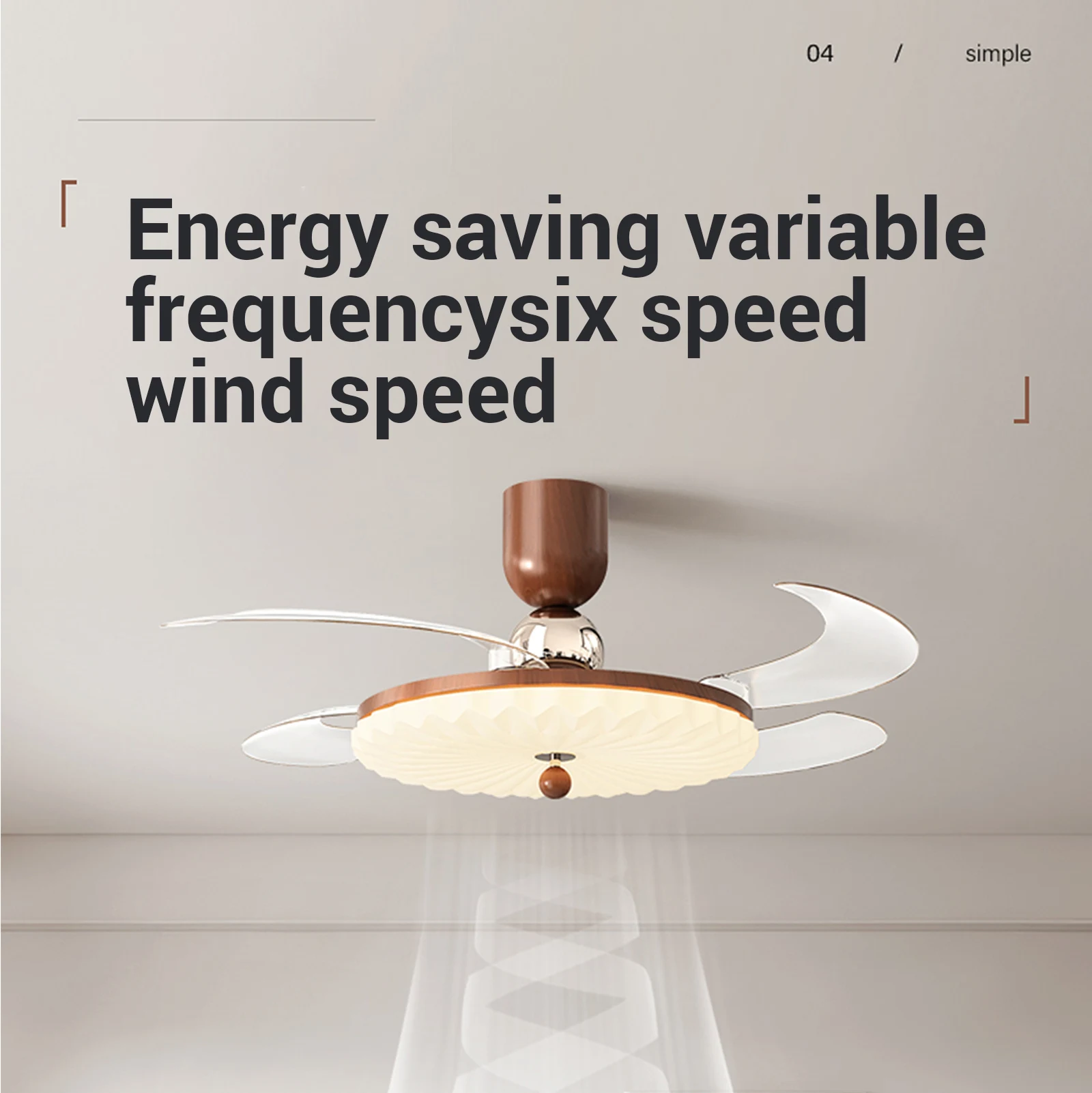 Ventilateur de plafond rétro en noyer - vue 6