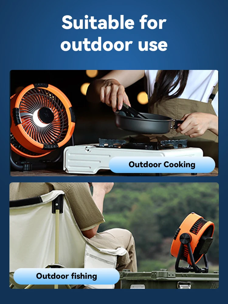 Outdoor Fan Camping Fan Light 20000mAh Rechargeable Portable 4 Speeds Adjustment Wireless Tent Ceiling Fan Lantern With Hook