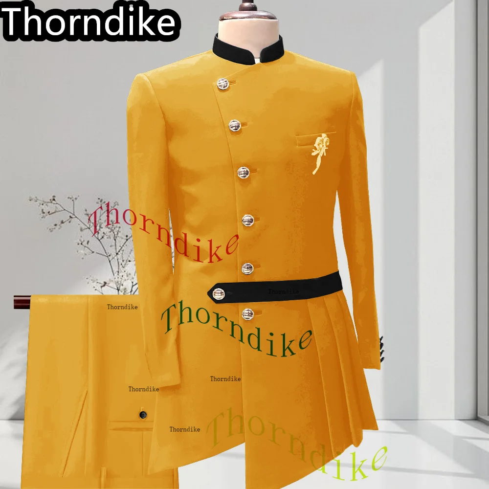 Thorndike Casual Men Suit 2 Pieces Light Blue Affrica Wedding Suits For Men Made Blazer Dress Groom Tuxedo Jacket Pants