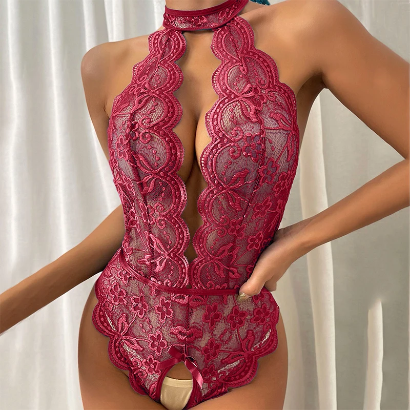 Exotic Apparel Teddies Babydoll Sexy Adult Womens Clothing Hollow Out No Crotch Backless Cosplay Erotico Flower Printing women lingerie women lingerie set women cosplay costume