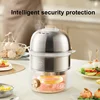 350W Egg Cooker Multifunctional Breakfast Machine Auto Power Off Double-layer Food Steamer 304 Stainless Steel Timed Egg Steamer 6