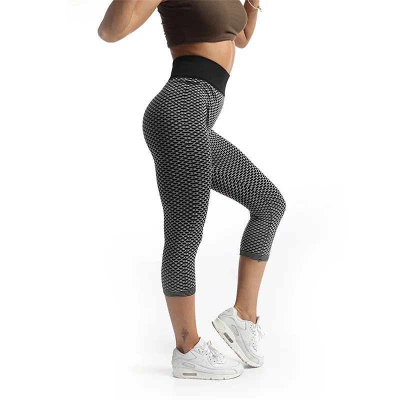 VISNXGI Grid Tight Yoga Pants Women Seamless High Waist Leggings Breathable Gym Fitness Push Up Clothing Workout Capris Mid-Calf aerie leggings