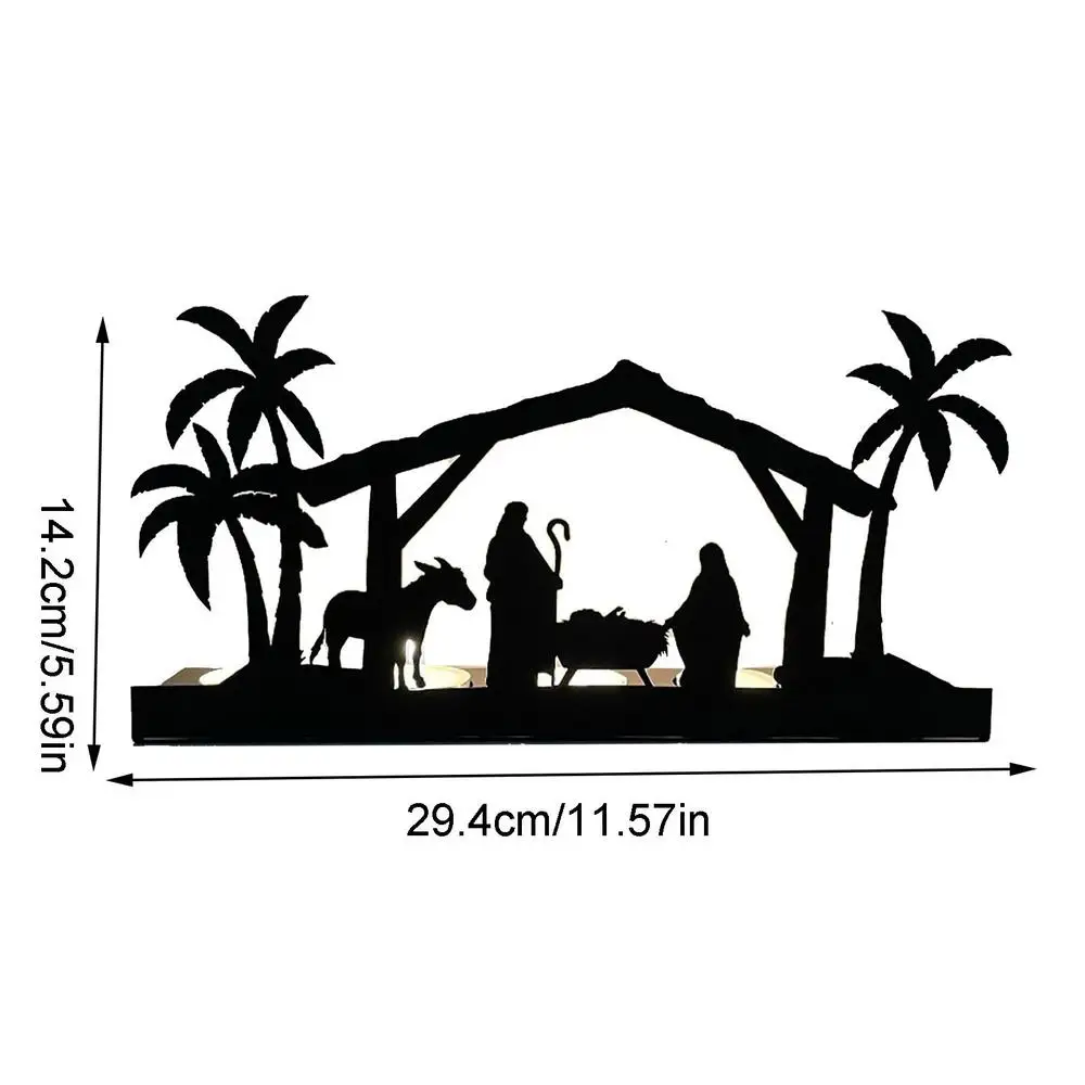 Portacandele Avvento In Metallro Sagomato – Silhouette Nera Per Tealight – Decorazione Da Tavolo Natalizia E Regalo Originale
