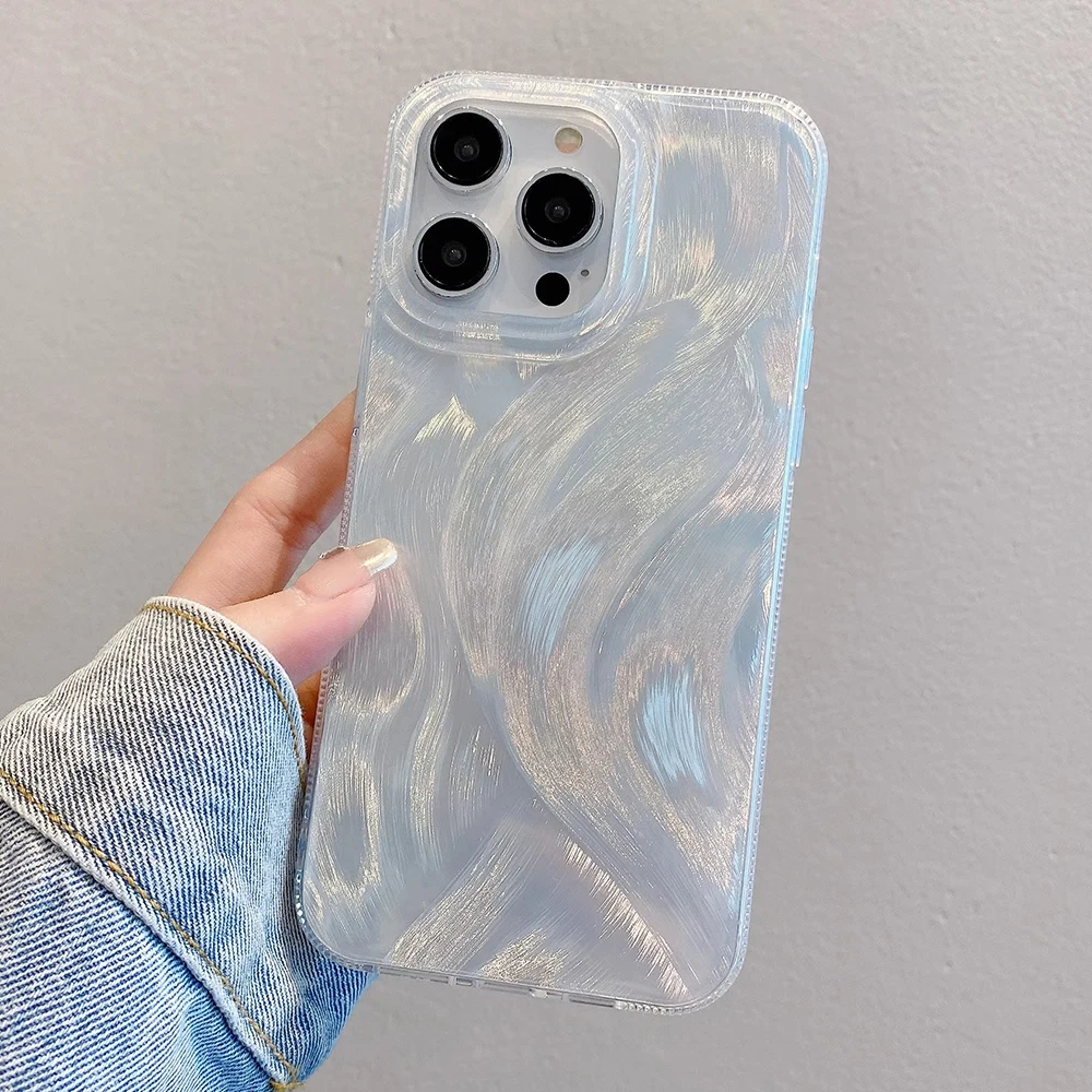 Luxury Gradient Laser Silicone Shockproof Anti-Slip Phone Case with Soft Bumper Cover