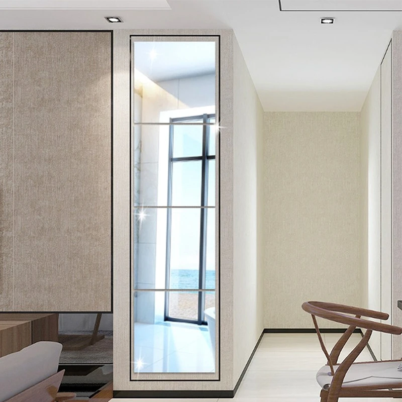 Acrylic Mirrors Set 4Pcs 30*30cm Self Adhesive Mirror Tiles 1mm Thick for Bedroom LivingRoom
