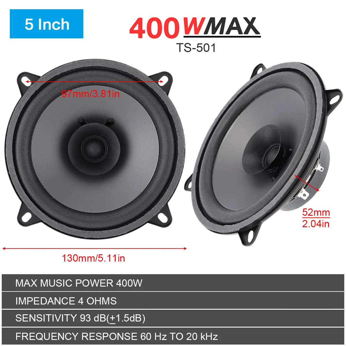 4/5/6 Inch Universal Car HiFi Coaxial Stereo Speakers 300/400/500W Auto Door Audio Music Full Range Frequency Speaker car coaxial speakers