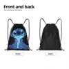 Custom Kawaii Stitch Drawstring Backpack Bags Women Men Lightweight Cartoon Gym Sports Sackpack Sacks for Training 2