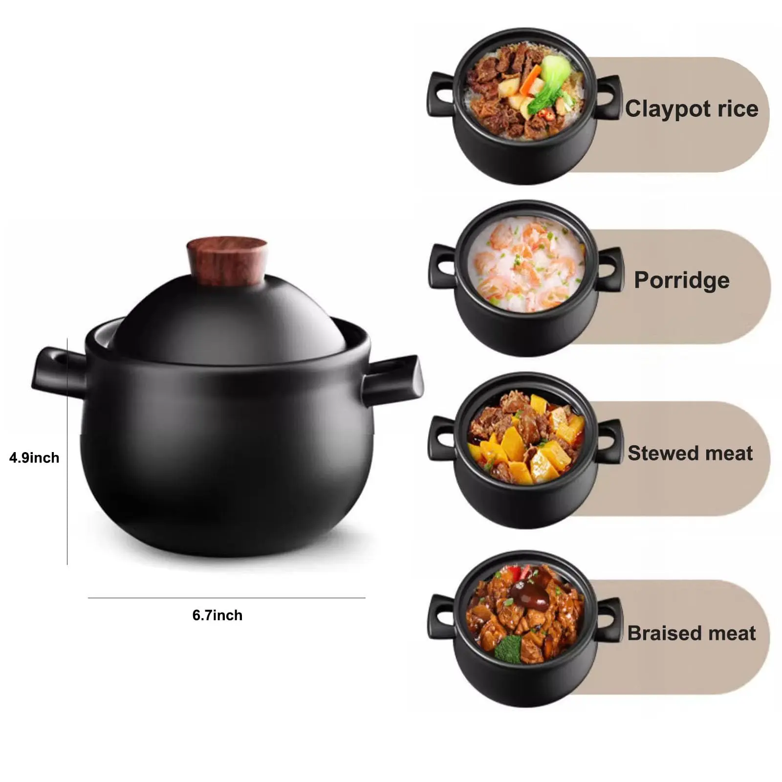 Casserole Stew Pot Ceramic Cookware Soup Cooking Pot Gas Stove High Temperature Resistant cooking Pans For Gas Kitchen Crock Pot images - 6