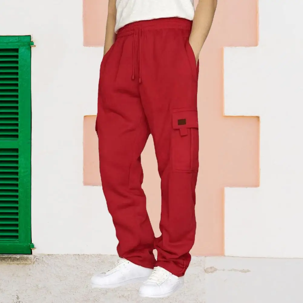

Breathable Men Sweatpants Stylish Men's Cargo Pants with Elastic Waistband Drawstring Pockets for Casual Sports Streetwear