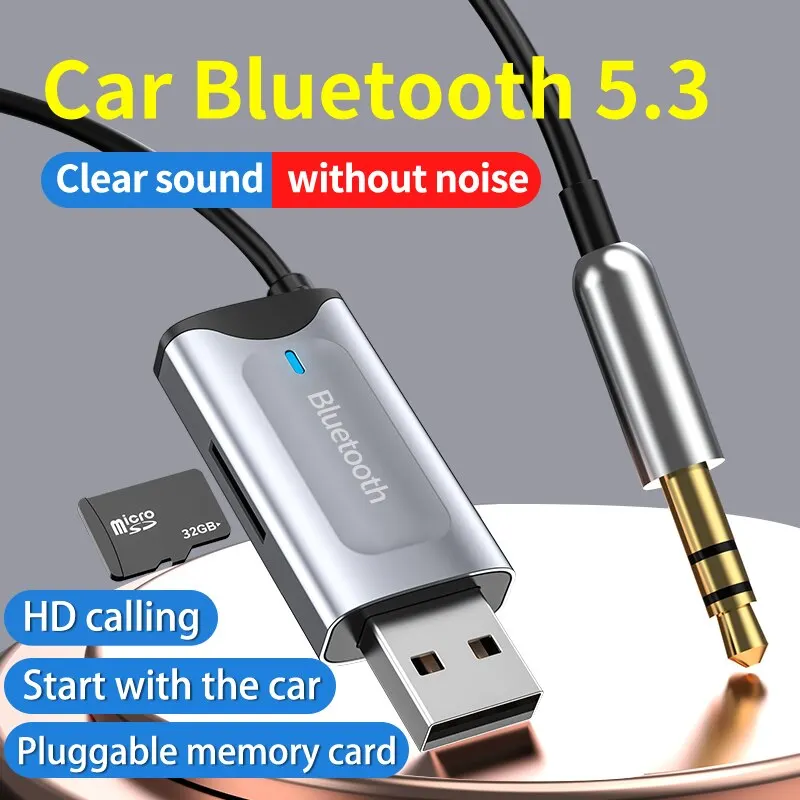 블루투스 리시버 자동차 키트 핸즈프리 통화 3.5mm 잭 TF 카드 스테레오 음악..