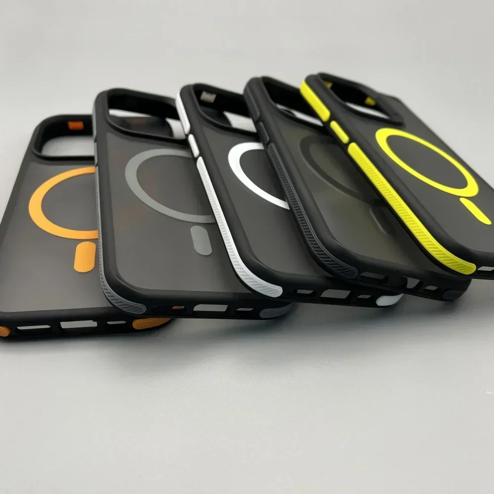 Premium Magnetic Matte Translucent Armor Shockproof Case with Magsafe