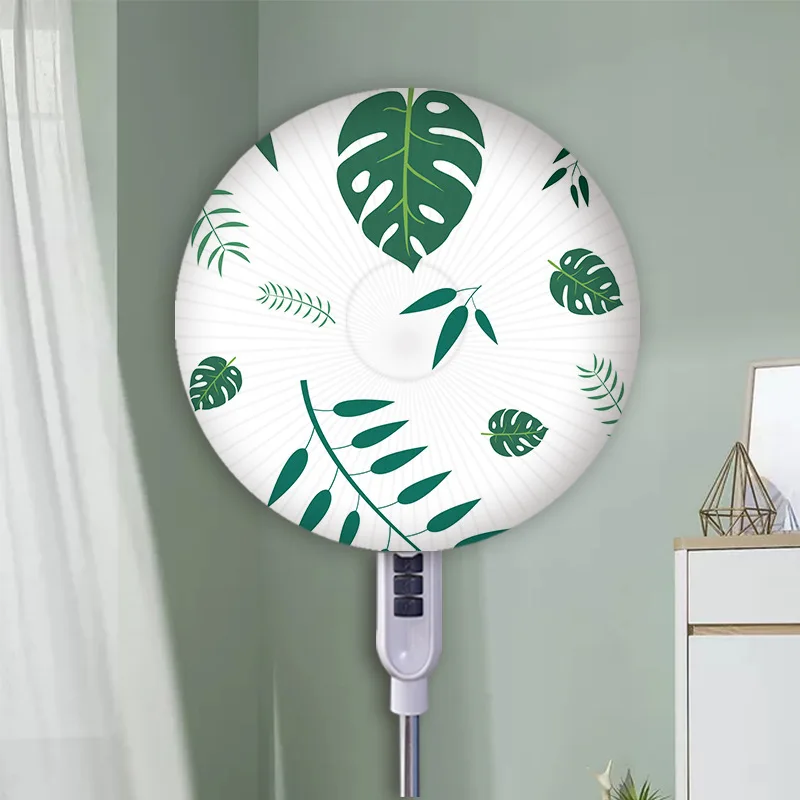 Fresh Green Plant Fan Dust Cover Bedroom All-inclusive Round Flower Print Fan Cover 40-50CM Universal