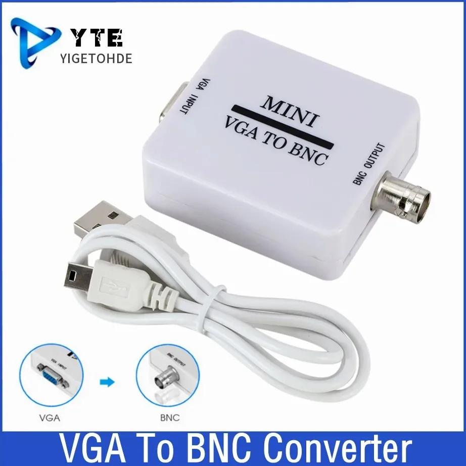 Mini HD VGA to BNC Video Converter Box Composite VGA to BNC Adapter for HDTV Monitor