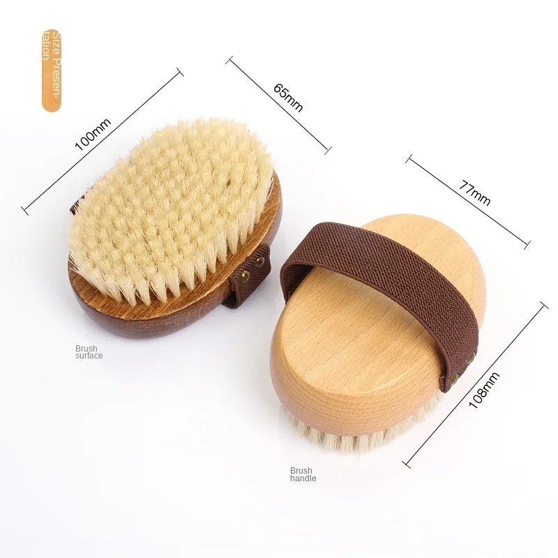 Bath Brush  Pig Hair Bath Towel, Bath Brush Wooden Bath Massage Brush Wet and Dry Bath Brush