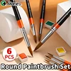 Marie's 6pcs Round Nylon Hair Paint Brushes Set,Paintbrushes for Acrylic,Oil,Paint by number,Tempera,Canvas for Students,Adults 1