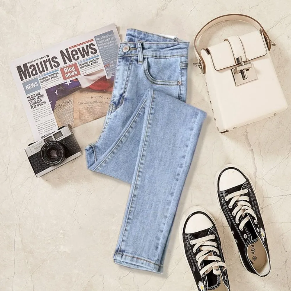 High Waist Jeans Women Autumn New Slim Skinny Pants Spring Casual Girl Denim Trousers Black Female Fashion Stretch Pencil Jeans