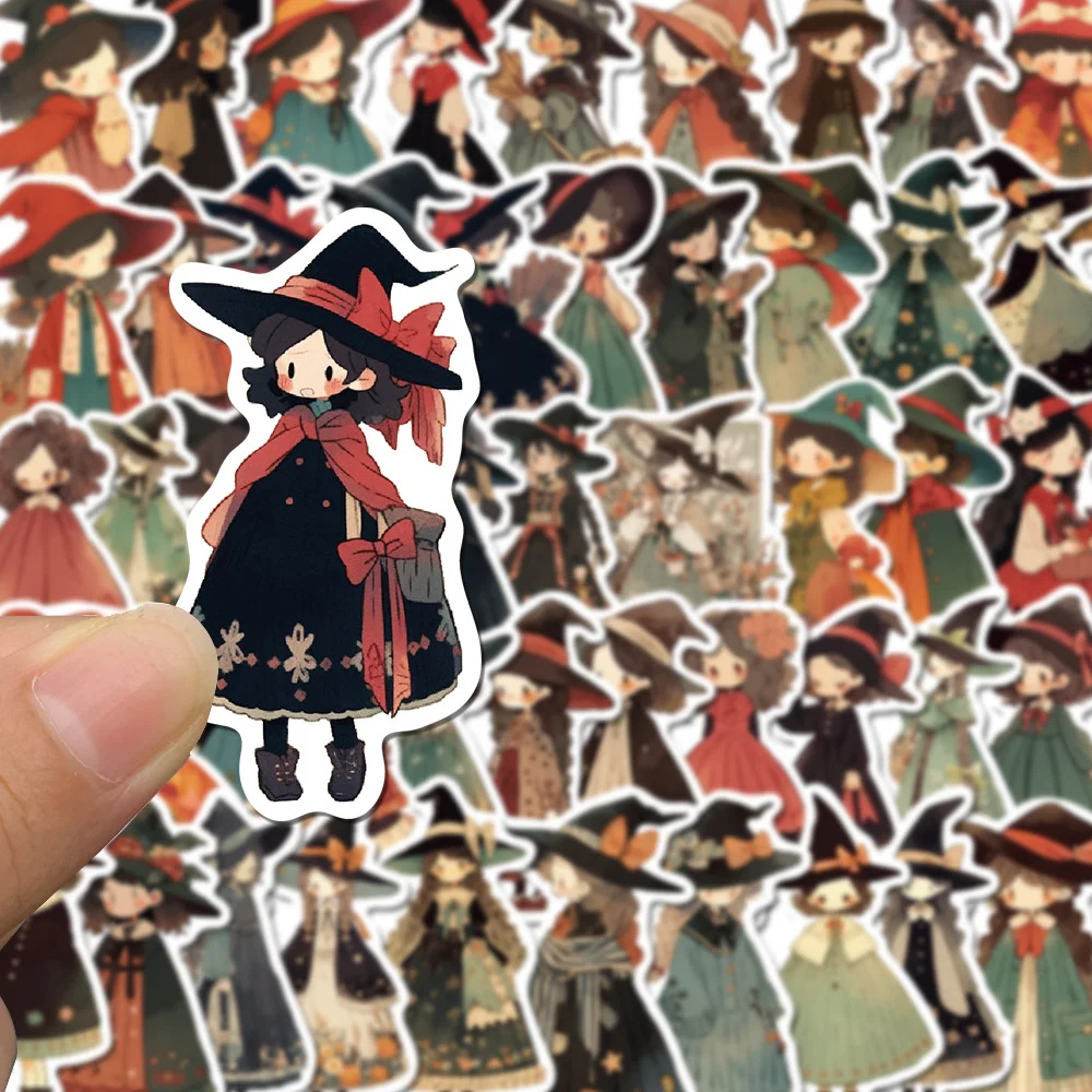 Anime Cute Witch Stickers Pack Ipad Suitcase Phone Case Laptop DIY Sticker Scrapbooking Supplies Journal Accessories 50pcs