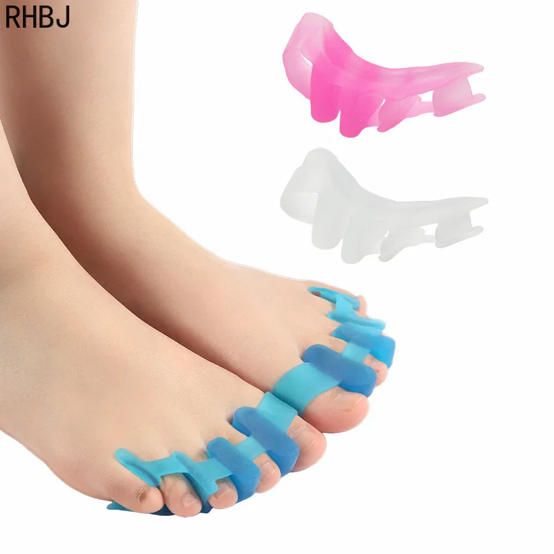Toe Separators 2Pcs=1Pair Silicone 4 holes Toe Protector Toe Separators Stretchers Straightener Bunion Pain Relief Hallux Corrector