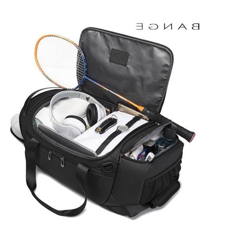 

with KUZAI Men Travel Shoes Bag Compartment Wet Pocket Carry On hand Luggage Bag Weekender Men travel Duffel Bag Travel Tote bag