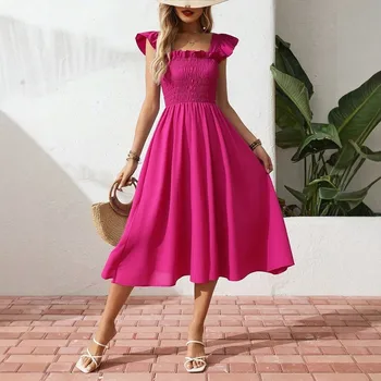Elegant Flare Sleeve Vacation Summer Dress 1
