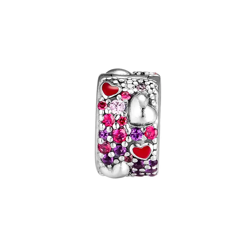 

Hearts of Love Clip Charm Halloween Beads Christmas Keychain Charms Bracelet For Women Perfume Mother Kids Silver 925 Original