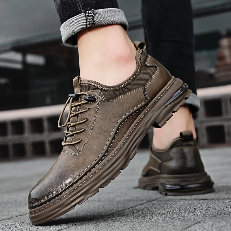 Brand Men Running Footwear Ourdoor Jogging Trekking Sneakers Classic Lace-Up Men Skate Shoes Leather Fashion Casual Shoes Men 3