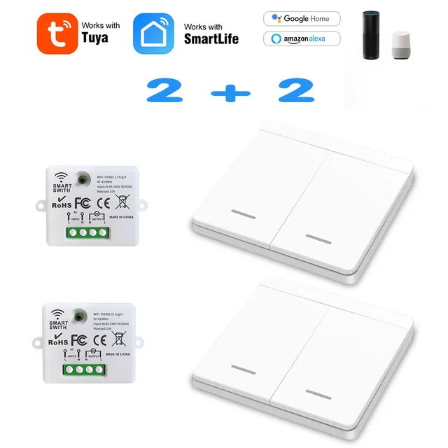 Mini Module WIFI Tuya Smart Light Switch Wall Panel Push Button Switch