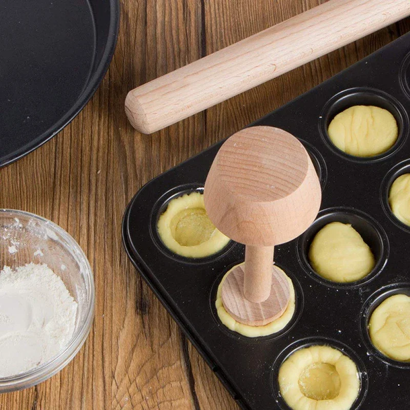 Portable Wooden Egg Tart Double Sides Pastry Egg Tart Pusher Eggtart Mold Baking Accessories Kitchen Gadgets Cooking Tool
